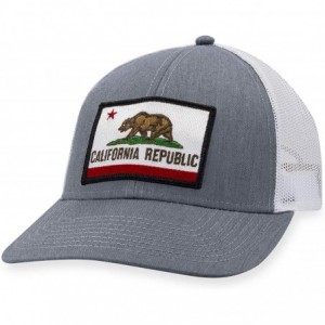 Baseball Caps California Flag Hat - California Republic Trucker Hat Baseball Cap Snapback Hat - Grey/White - CG19603DHDX $39.26