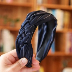 Headbands Women Hairband Wide Hair Hoops Stripes Headband Elegant Cloth Wrapped with Twisted Knot - Blue - CC18SZND7WT $21.33