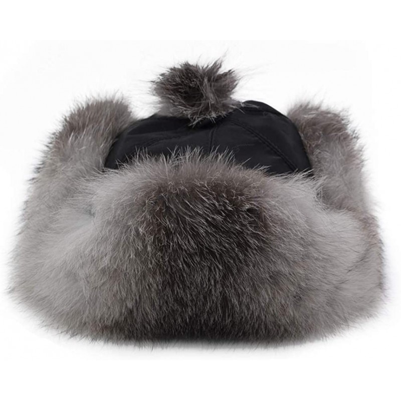 Fox Fur Russian Trooper Style Hat Adult Winter Ushanka Snow Hat - Grey ...