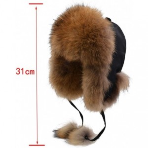 Bomber Hats Fox Fur Russian Trooper Style Hat Adult Winter Ushanka Snow Hat - Grey Fur & Black Exterior - C318HZTQL4N $71.60