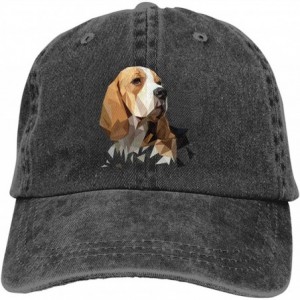 Baseball Caps Vintage Washed Distressed Cotton Baseball Caps Beagle Hunting Dog Dad Hat Black - CR18T9873HX $29.83