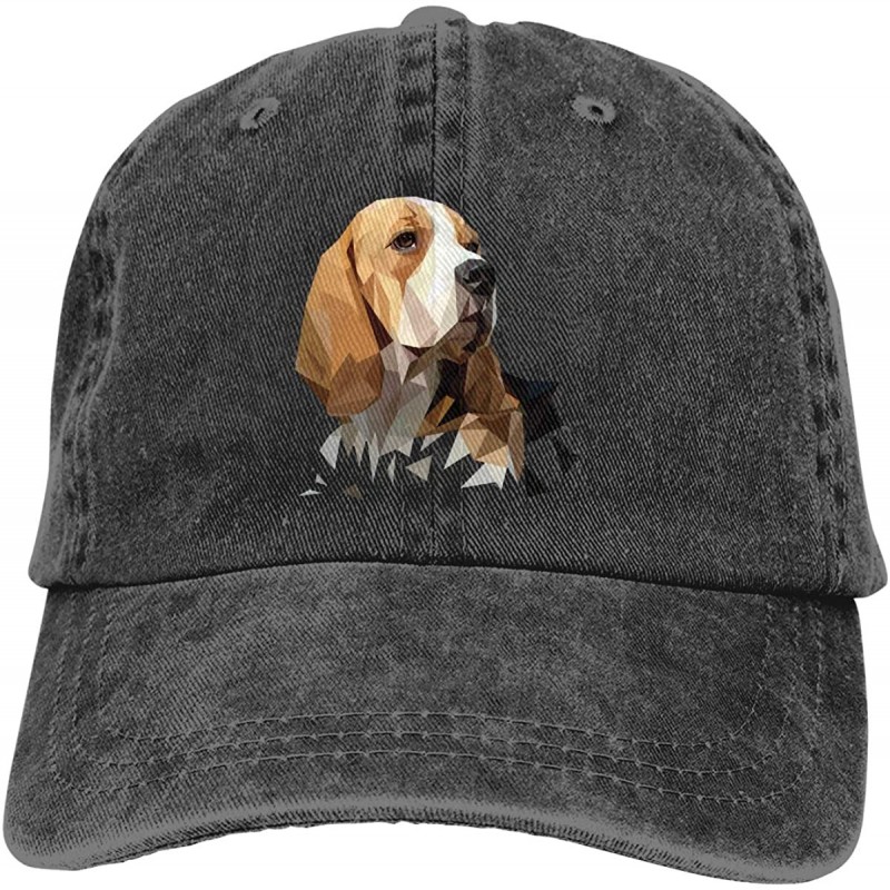 Baseball Caps Vintage Washed Distressed Cotton Baseball Caps Beagle Hunting Dog Dad Hat Black - CR18T9873HX $33.80