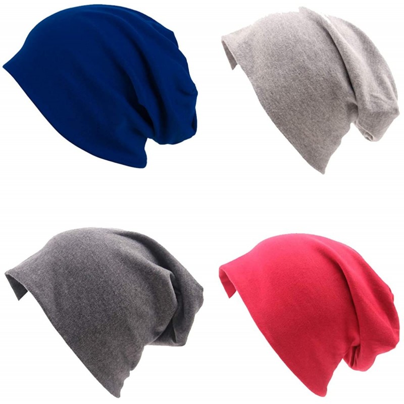 Skullies & Beanies Soft Cotton Slouchy Stretch Beanie Hat Hipster- 4 or 2 Pack of Baggy Chemo Hats for Men and Women - Set 6 ...