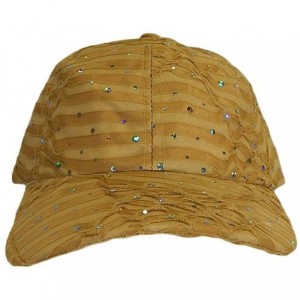Baseball Caps Glitter Sparkly Sequin Adjustable Baseball Cap Hat for Ladies (Gold) - CF18GWTN7AW $11.33