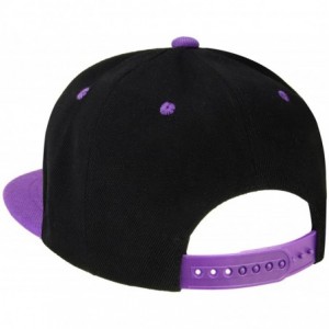 Baseball Caps Classic Snapback Hat Cap Hip Hop Style Flat Bill Blank Solid Color Adjustable Size - 1pc Black/Purple - CA18GNN...