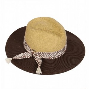 Sun Hats Beach Sun Hats for Women Large Sized Paper Straw Wide Brim Summer Panama Fedora - Sun Protection - CZ18DANWR0D $34.31