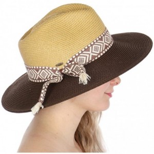 Sun Hats Beach Sun Hats for Women Large Sized Paper Straw Wide Brim Summer Panama Fedora - Sun Protection - CZ18DANWR0D $37.52