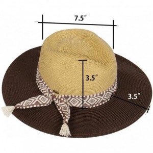 Sun Hats Beach Sun Hats for Women Large Sized Paper Straw Wide Brim Summer Panama Fedora - Sun Protection - CZ18DANWR0D $34.31