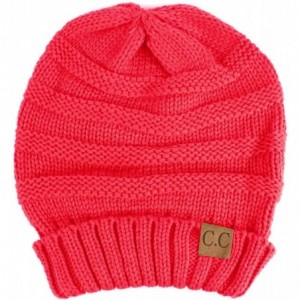 Skullies & Beanies Winter Trendy Warm Oversized Chunky Baggy Stretchy Slouchy Skully Beanie Hat - New Cd Pink - CL18KO27R6E $...
