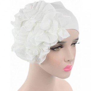 Baseball Caps Womens Wrap Cap Flower Chemo Hat Beanie Scarf Turban Headband - White - CH18INASE6C $18.27