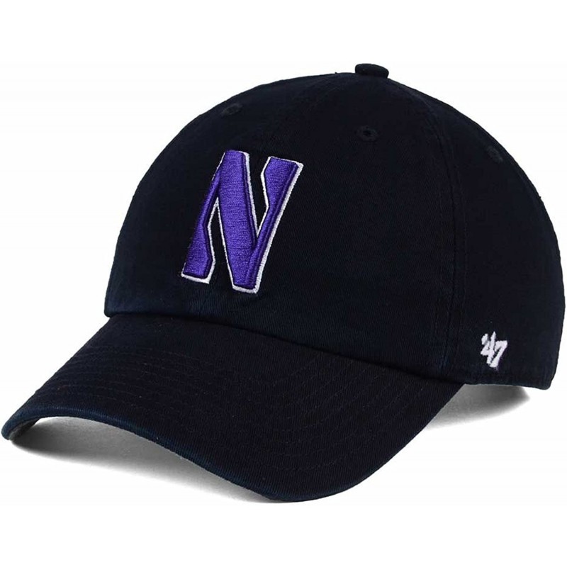 Baseball Caps Northwestern Wildcats Hat Clean Up Buckle Back Black - C4184E97MS3 $60.56