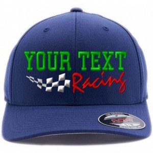 Baseball Caps Custom Embroidered Racing hat. Place Your own Text- 6477 Flexfit Wool Blend Cap. - Navy - CV180C34KYD $48.95