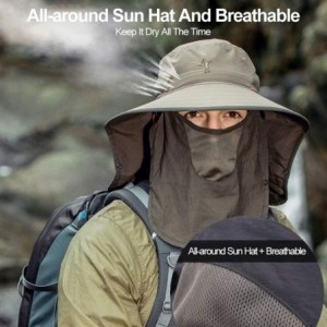 Sun Hats Waterproof Wide Brim Sun Hat with Neck & Face Flap Cover Hiking Fishing - Army Green - C2194UI7HXL $37.66