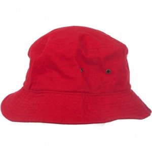 Bucket Hats Plain Solid Color Safari Sun Bucket Fishermen Fisherman Washed Cotton Hat - Red - CE11O4FYL0J $7.97