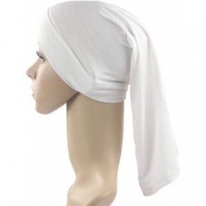 Skullies & Beanies Headscarf Women's Muslim Stretch Turban Hat Chemo Cap Hair Loss Head Scarf Wrap Hijib Cap - White - CZ18RM...