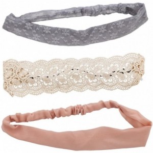 Headbands Romantic Boho Floral Lace and Crochet Soft Head Wrap Pack (3PCS) - C612LJM4GY5 $7.82