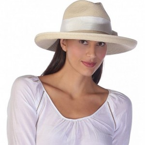 Sun Hats Women's Adriana Toyo Straw Fedora Packable Sun Hat- Rated UPF 50+ for Max Sun Protection - Natural/White - CL11QC1J4...