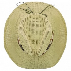 Cowboy Hats Silver Fever Woven Cowboy Hat Triple Beaded Leather Band & Chin Strap - White - CL12BWNOHG3 $25.33