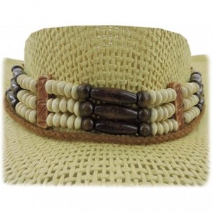 Cowboy Hats Silver Fever Woven Cowboy Hat Triple Beaded Leather Band & Chin Strap - White - CL12BWNOHG3 $50.67