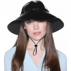 Rain Hats Rain Hat for Woman with Adjustable Chin Strap- One Size Fits All - Black Patent - CJ18U6827NW $55.40
