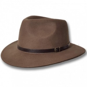 Fedoras Australian Wool Felt HAT Outback Vintage Fedora Men Leather Band Cowboy WH01 US - Brown - C41966LE4QQ $34.84
