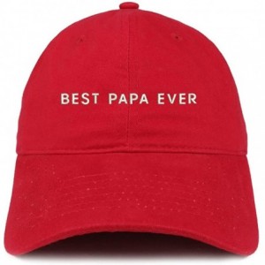 Baseball Caps Best Papa Ever One Line Embroidered Soft Crown 100% Brushed Cotton Cap - Red - C7182H3QS9D $33.76