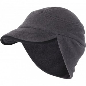 Skullies & Beanies Winter Warm Skull Cap Outdoor Windproof Fleece Earflap Hat with Visor - Dark Gray - CH12897SS7T $19.18