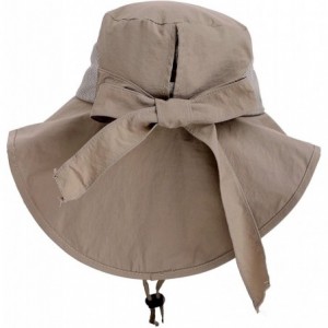 Sun Hats Women's UPF 50+ UV Sun Protective Travel Friendly Foldable Bucket Sun Hat - Khaki - C218EWCUZ2C $15.30