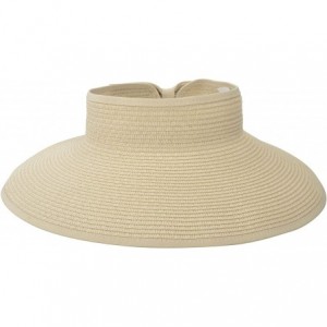 Sun Hats Lullaby Women's UPF 50+ Packable Wide Brim Roll-Up Sun Visor Beach Straw Hat - Off-white - CM18423ZOS0 $29.54