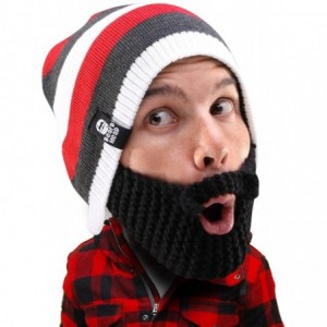 Skullies & Beanies Stubble Cruiser Beard Beanie - Funny Knit Hat and Fake Beard Facemask - Black - CH11DEAXIZN $35.10