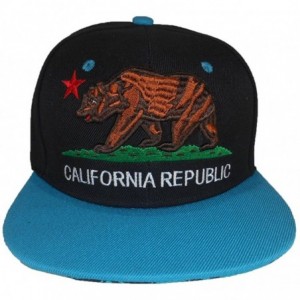 Baseball Caps California Republic Hat Classic Bear Logo Flat Bill Visor - Black/Teal Brim - CI120BA40K5 $27.05