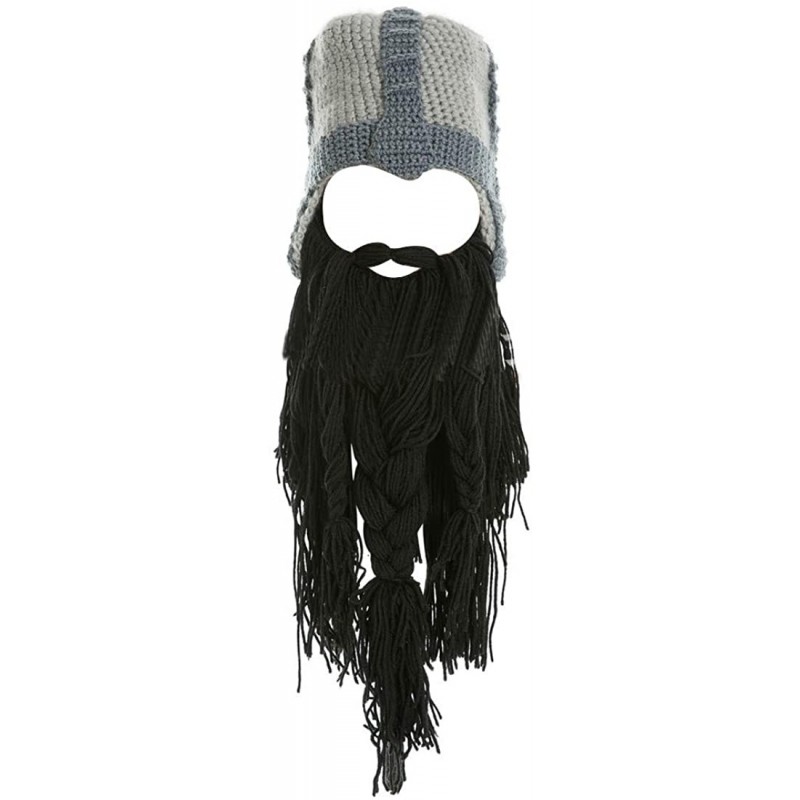 Skullies & Beanies Men's Barbarian Warrior Knit Beard Hat Original Beanie Halloween Caps - Black - C612LD0E2PB $46.87