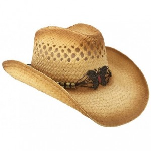 Cowboy Hats Butterfly Straw Cowboy Hat - CY12CA2E2JL $36.47
