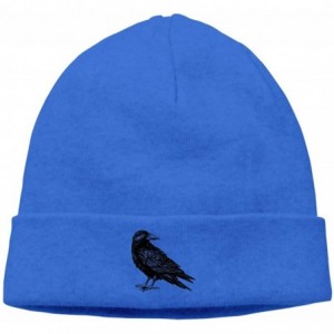Skullies & Beanies Hip-Hop Knitted Hat for Mens Womens Black Crow Unisex Cuffed Plain Skull Knit Hat Cap Head Cap - Blue - CJ...