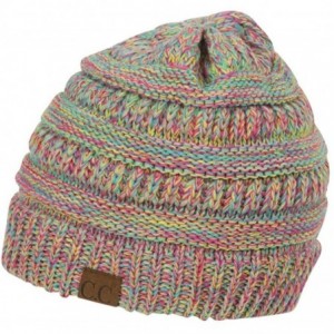 Skullies & Beanies Adult 4 Tone Soft Beanie - Yellow/Hot Pink/Turquoise - C012NV66YDR $10.53