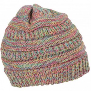 Skullies & Beanies Adult 4 Tone Soft Beanie - Yellow/Hot Pink/Turquoise - C012NV66YDR $20.00