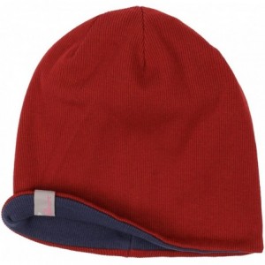 Skullies & Beanies Chillouts BROOKLYN Reversible Soft Stretch Slouchy Cotton Beanie - Blue / Bordeaux - CP12O3H3KC5 $100.56