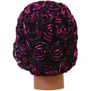 Headbands Beautiful Metallic Turban-style Head Wrap - Pink Rosettes - CC12MY79J78 $23.70