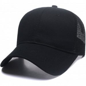 Baseball Caps Custom Embroidered Baseball Caps Ponytail Messy High Bun Hat Ponycaps Adjustable Mesh Trucker Hats - Black - C4...