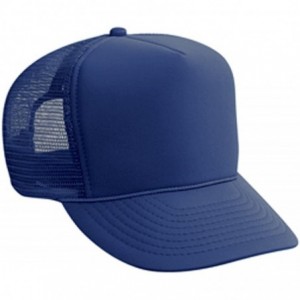 Baseball Caps Polyester Foam Front Solid Color Five Panel High Crown Golf Style Mesh Back Cap - Navy - CD11TOP9XHP $23.41