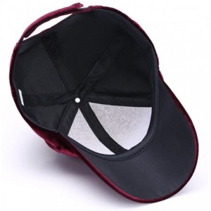Baseball Caps Unisex Crushed Velvet Basketball Cap Adjustable Sports Hat - Winered - CJ17YII2TIN $21.63