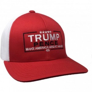 Baseball Caps Political Trump Pence Embroidered Meshback Trucker Hat - Red- White Mesh - C418LY78G02 $48.03