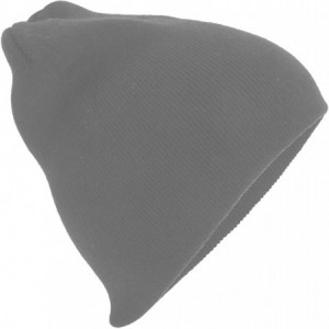 Skullies & Beanies Plain Basic Knitted Winter Beanie Hat - Graphite Gray - CI11E5O9ZV9 $18.70