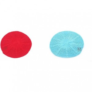 Berets Women's Light Beret Knitted Style for Spring Summer Fall 139HB - 2 Pcs Red & Sky Blue - CS11A91I2MT $44.88