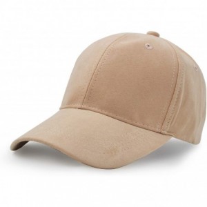 Baseball Caps Suede Baseball Cap- Unisex Faux Suede Leather Classic Adjustable Plain Hat Baseball Cap - Khaki - CQ183REGQQ6 $...