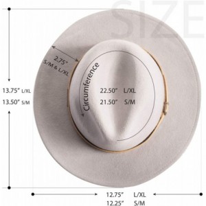 Fedoras Fedora Wide Brim Wool Hat with Faux Leather Belt - Gray - C0192C74CUA $38.08
