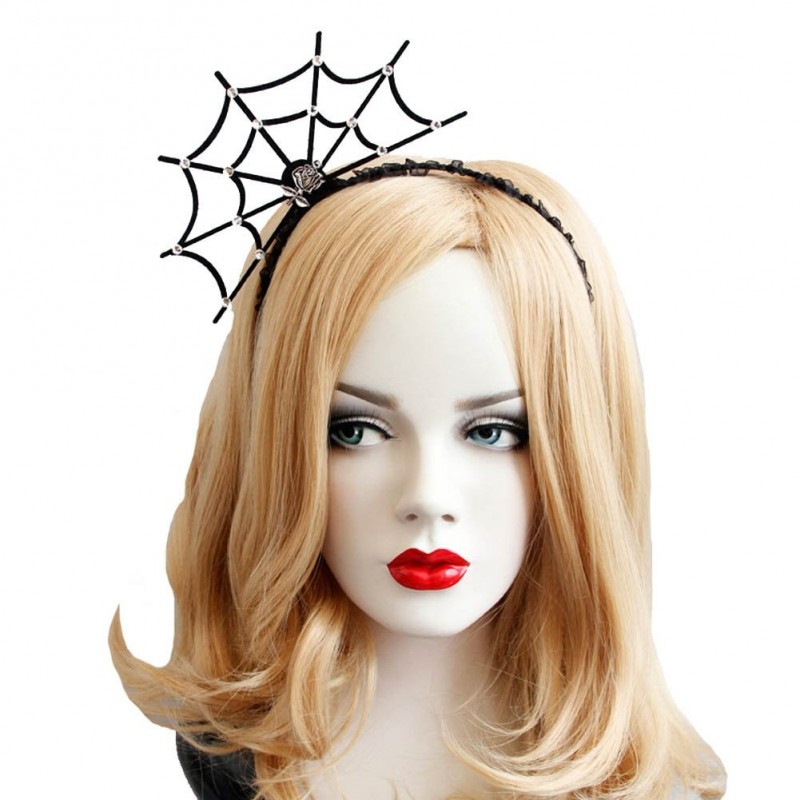 Headbands Halloween Cosplay Spider Hair Hoop-New Trendy Spiders Web Headband Headdress Hallowmas Party Gift (Black 2) - CU184...