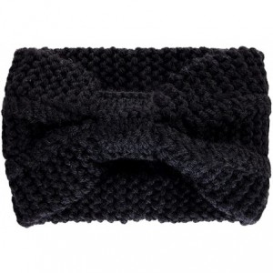 Cold Weather Headbands Women Girls Knit Crochet Bow Headband Head Wrap Hat Ear Warmer - Black - CC12O6MZRY2 $15.49