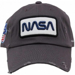 Baseball Caps Skylab NASA Hat with Special Edition Patch - Worm Dk Grey Blue Distressed - CX18MD247UC $25.17