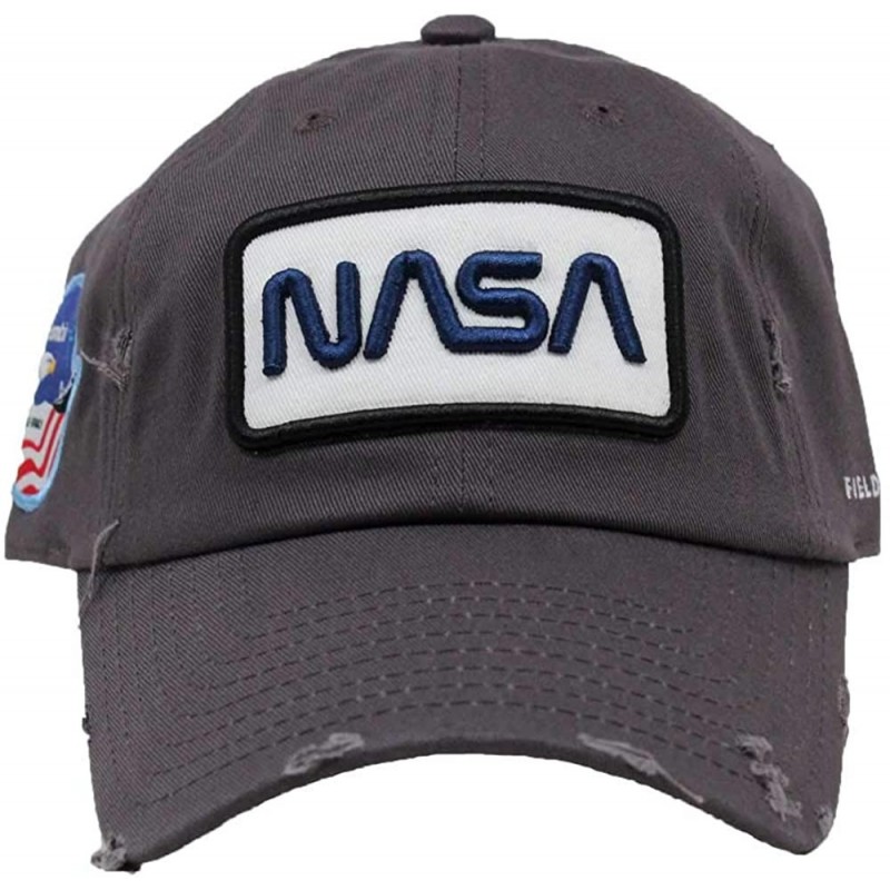 Baseball Caps Skylab NASA Hat with Special Edition Patch - Worm Dk Grey Blue Distressed - CX18MD247UC $52.13
